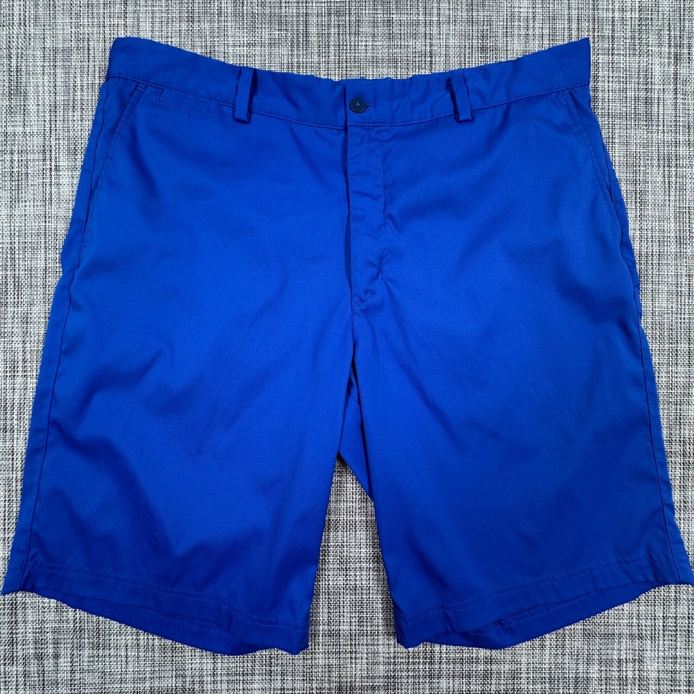 Nike Golf Mens 36 Blue Dri Fit Tour Performance Stretch Flat Front Chino Shorts